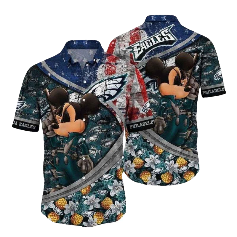 Personalized Eagles Pineapple Paradise Mickey Hawaiian Shirt - Moonbestprint