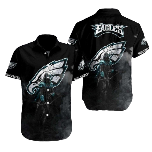 Mystic Eagle Midnight Black Philadelphia Eagles Tropical Hawaiian Shirt - Moonbestprint