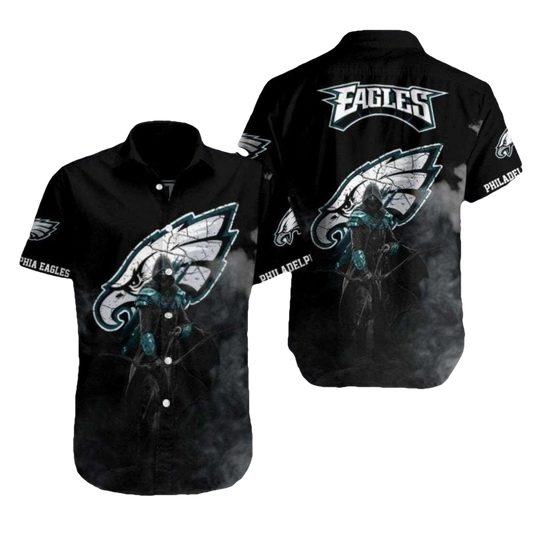 Mystic Eagle Midnight Black Philadelphia Eagles Tropical Hawaiian Shirt - Moonbestprint