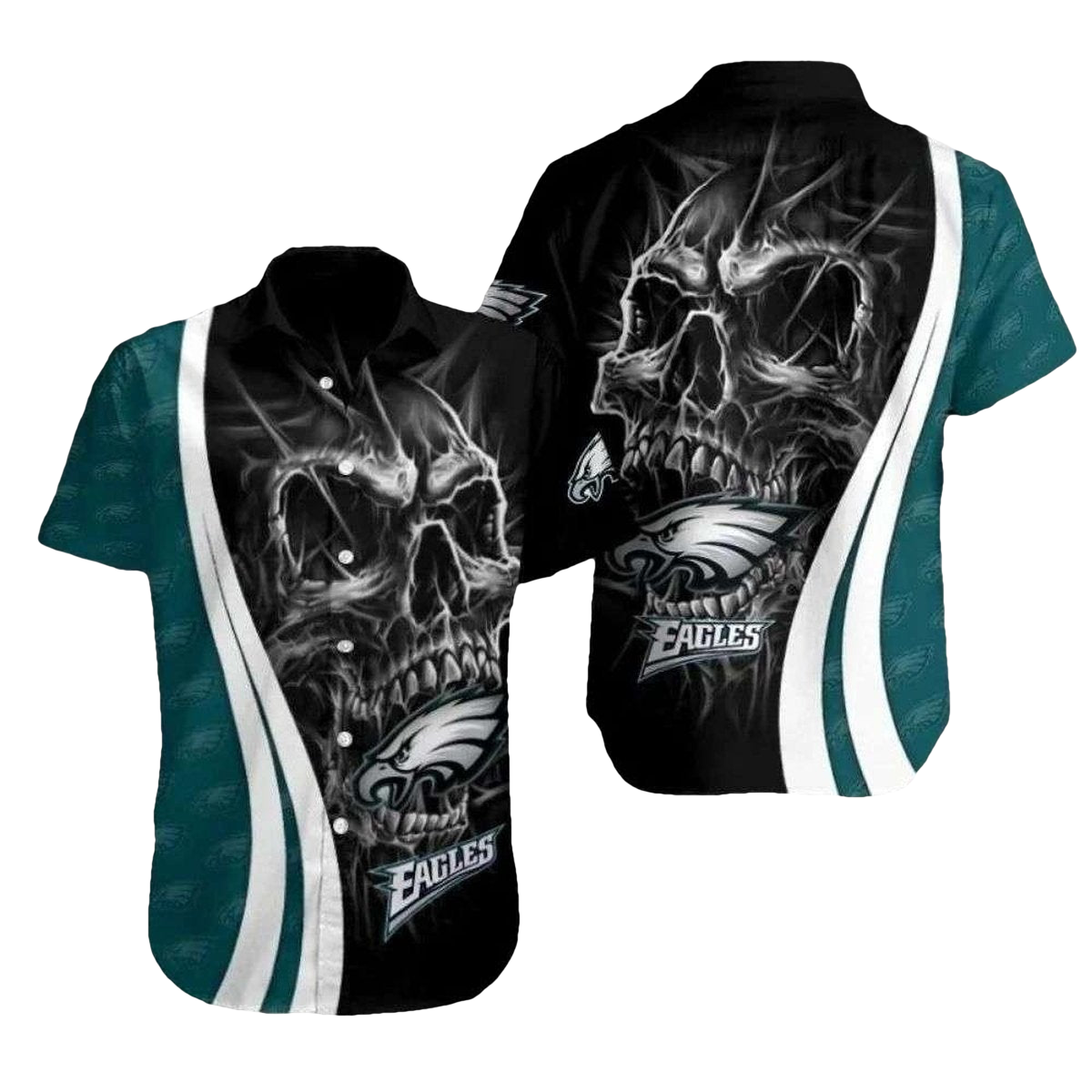 Ferocious Eagles Skull Spirit Tropical Hawaiian Shirt - Moonbestprint