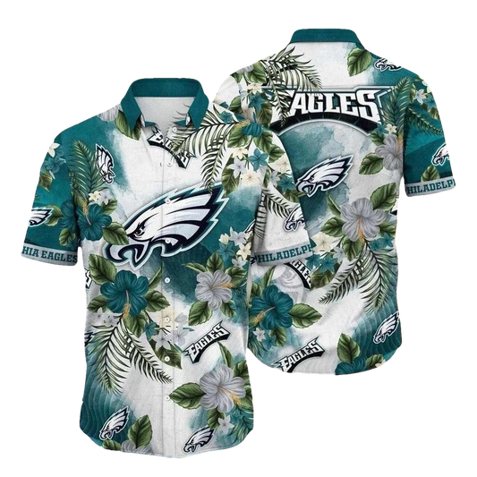 Botanical Wings Philadelphia Eagles Tropical Hawaiian Shirt - Moonbestprint