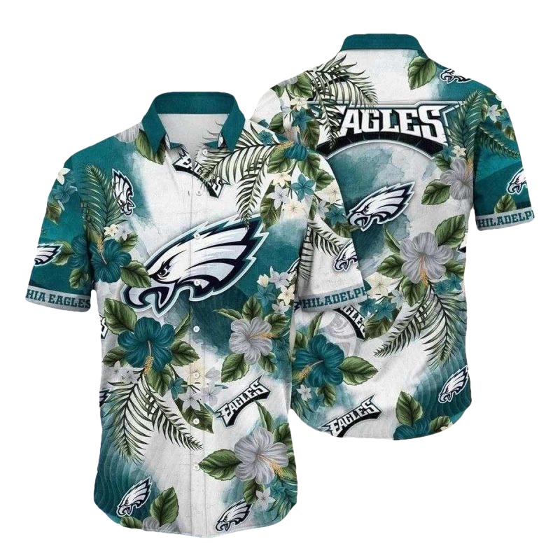 Botanical Wings Philadelphia Eagles Tropical Hawaiian Shirt - Moonbestprint