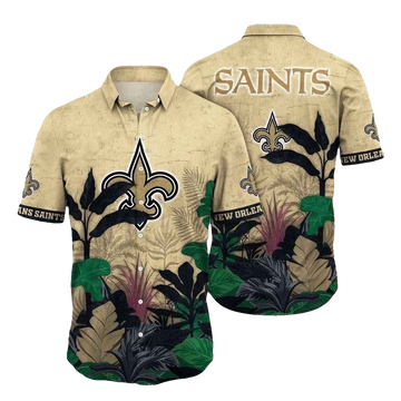 Tropical Twilight Saints Hawaiian Shirt New Orleans NFL Floral Night - Moonbestprint