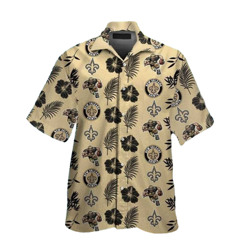 Tropical Escape NFL Saints Hawaiian Shirt With Palm Tree And Logo Print - Moonbestprint