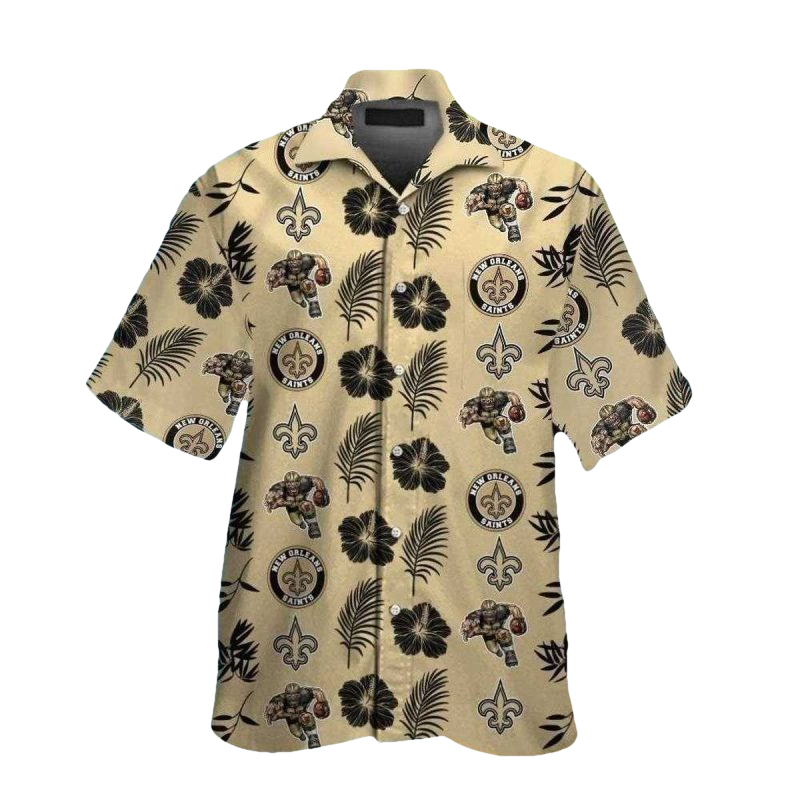 Tropical Escape NFL Saints Hawaiian Shirt With Palm Tree And Logo Print - Moonbestprint