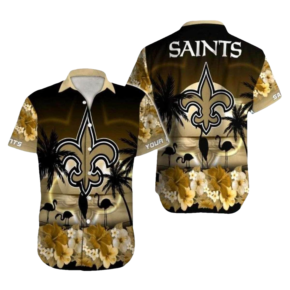 Starry Night Saints Emblem Tropical Personalized Hawaiian Shirt - Moonbestprint
