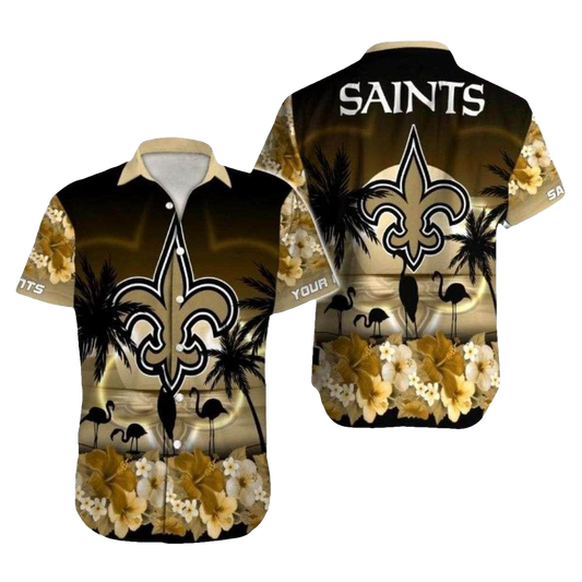 Starry Night Saints Emblem Tropical Personalized Hawaiian Shirt - Moonbestprint