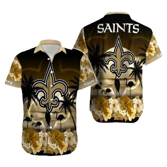 Starry Night Saints Emblem Tropical Personalized Hawaiian Shirt - Moonbestprint