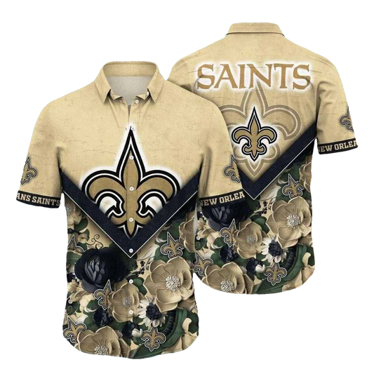 Saints Tropical Night Floral Hawaiian Shirt - Moonbestprint