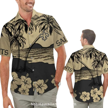 Saints Sunset Palm Tree Beach Hawaiian Shirt - Moonbestprint