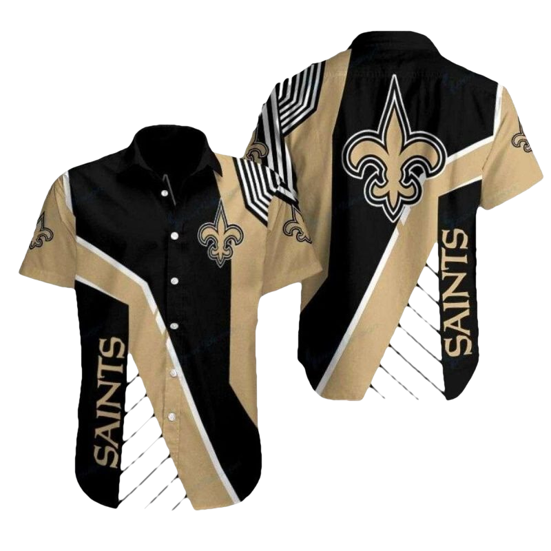 Saints Spirited Stripe New Orleans Saints Hawaiian Shirt - Moonbestprint