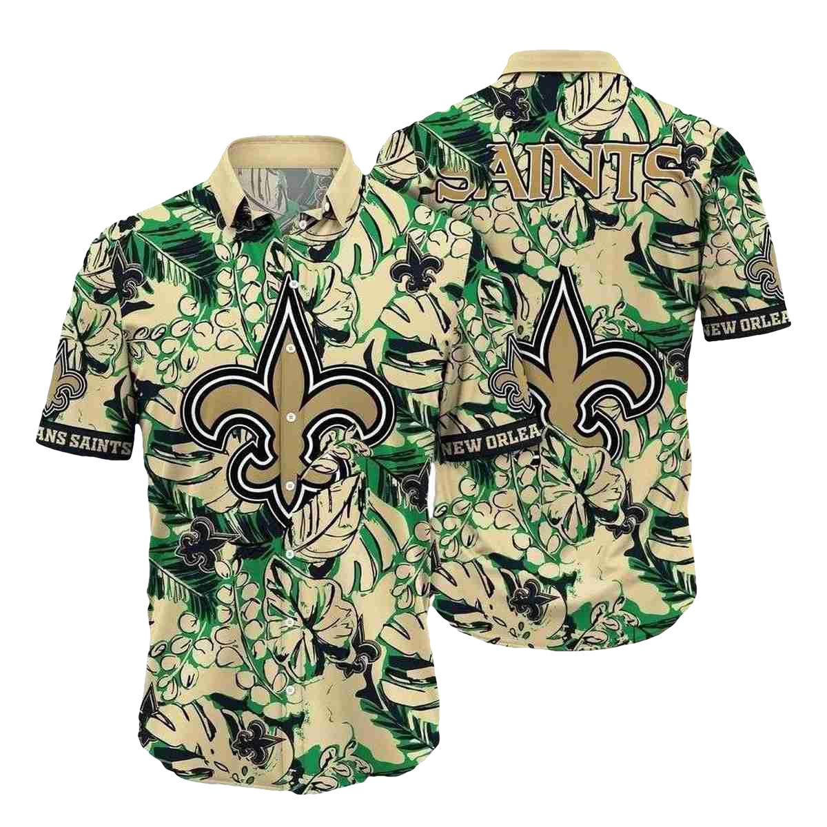 Saints Greenery Camo NFL Hawaiian New Orleans Saints Shirt - Moonbestprint