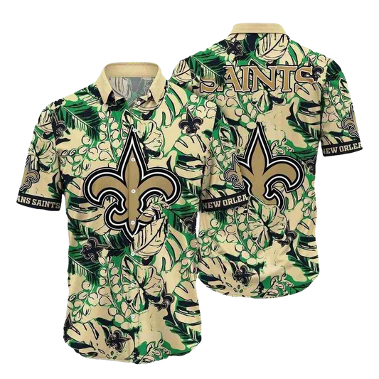 Saints Greenery Camo NFL Hawaiian New Orleans Saints Shirt - Moonbestprint
