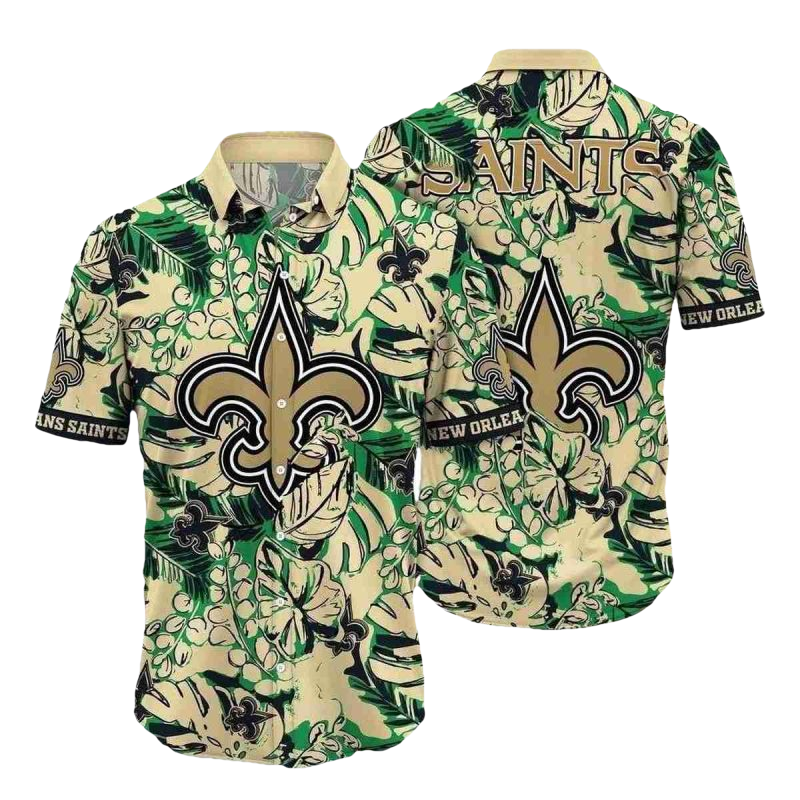 Saints Greenery Camo NFL Hawaiian New Orleans Saints Shirt - Moonbestprint