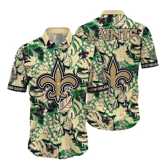 Saints Greenery Camo NFL Hawaiian New Orleans Saints Shirt - Moonbestprint
