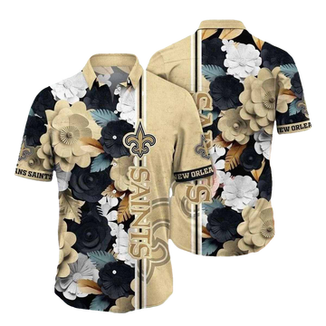 Saints Botanical Nightfall Hawaiian Shirt New Orleans Sunset Tones - Moonbestprint