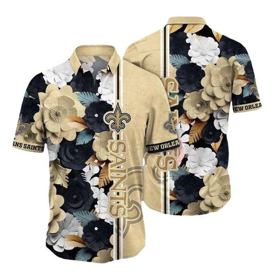 Saints Botanical Nightfall Hawaiian Shirt New Orleans Sunset Tones - Moonbestprint