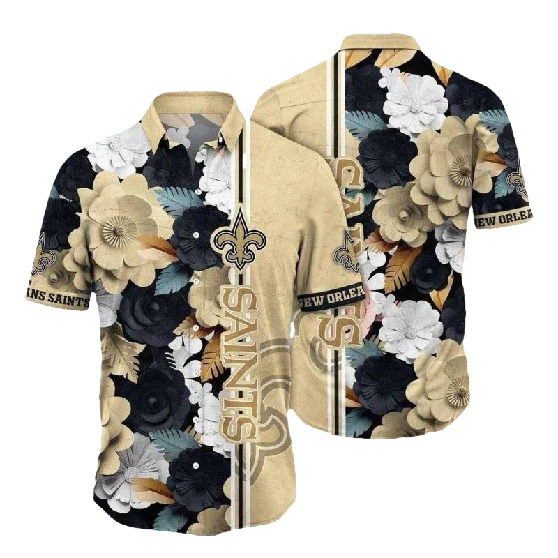Saints Botanical Nightfall Hawaiian Shirt New Orleans Sunset Tones - Moonbestprint