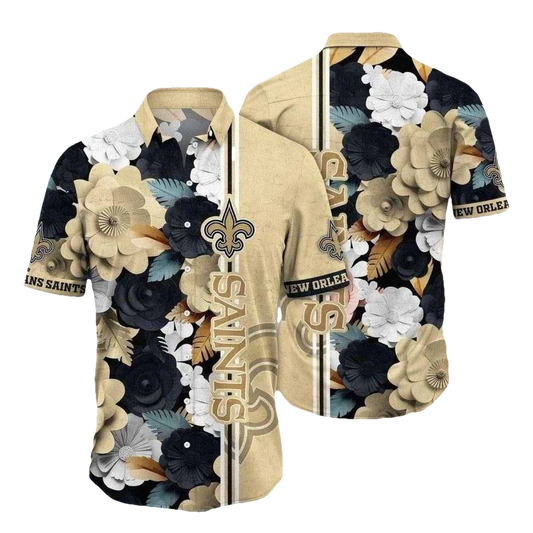 Saints Botanical Nightfall Hawaiian Shirt New Orleans Sunset Tones - Moonbestprint