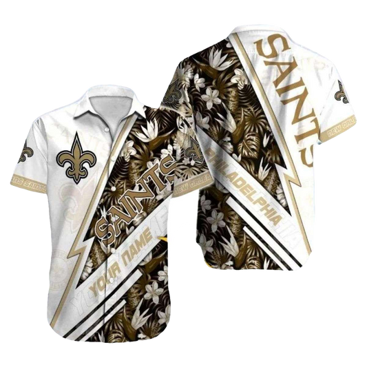 Personalized Starry Night New Orleans Saints White Tropical Hawaiian Shirt - Moonbestprint