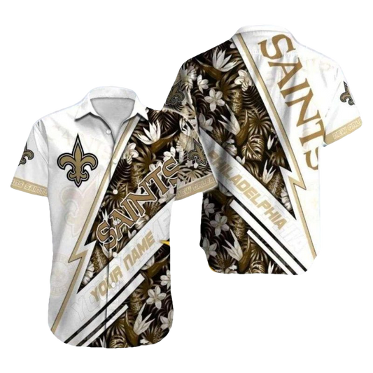 Personalized Starry Night New Orleans Saints White Tropical Hawaiian Shirt - Moonbestprint