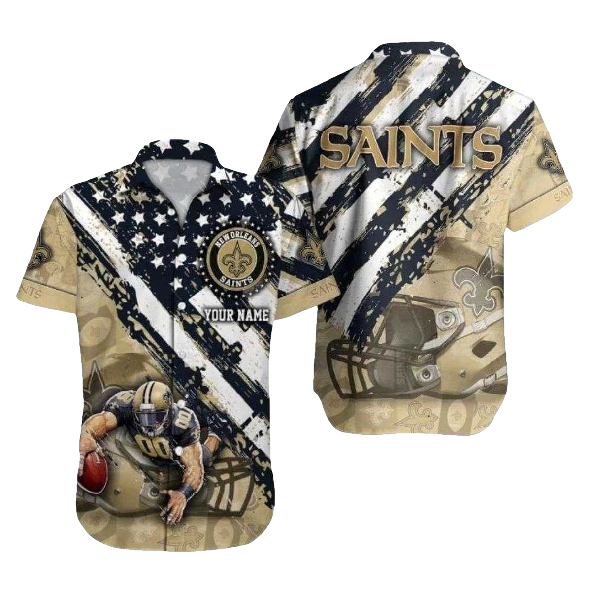 Personalized Saints Camo And Stars Fanfare NFL Hawaiian Shirt - Moonbestprint