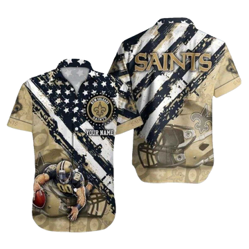 Personalized Saints Camo And Stars Fanfare NFL Hawaiian Shirt - Moonbestprint