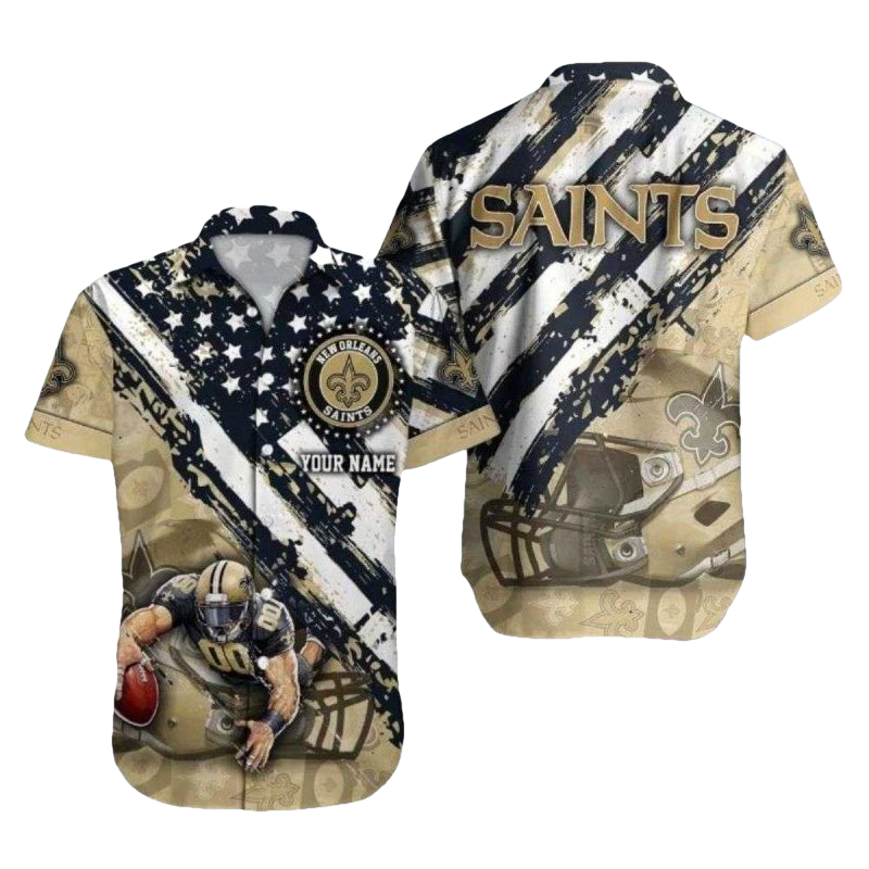 Personalized Saints Camo And Stars Fanfare NFL Hawaiian Shirt - Moonbestprint