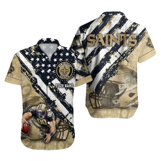 Personalized Saints Camo And Stars Fanfare NFL Hawaiian Shirt - Moonbestprint