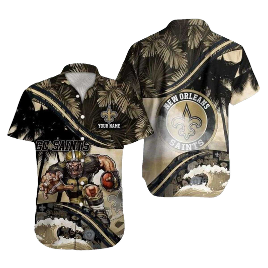 Personalized New Orleans Saints Wave Surfing Saints Player Tropical Hawaiian Shirt - Moonbestprint
