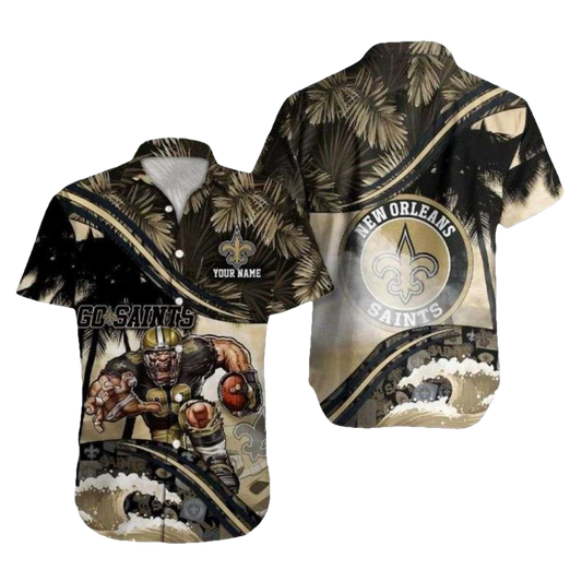 Personalized New Orleans Saints Wave Surfing Saints Player Tropical Hawaiian Shirt - Moonbestprint