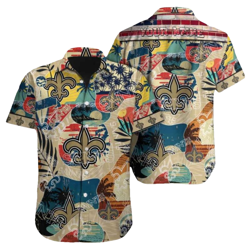 Personalized New Orleans Saints Special Vintage Style Hawaiian Shirt - Moonbestprint