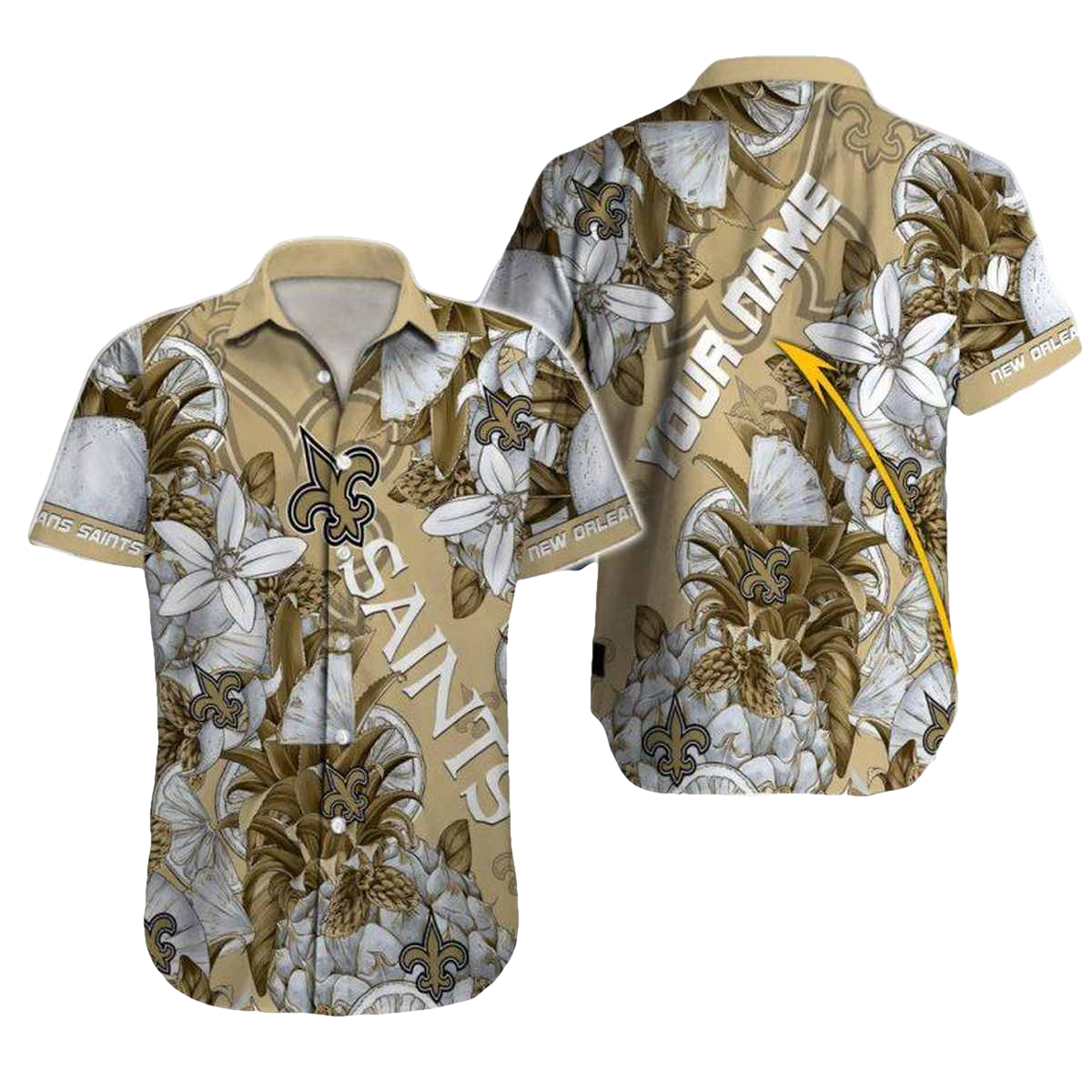 Personalized New Orleans Saints Special Tropical Fruit Hawaiian Shirt - Moonbestprint