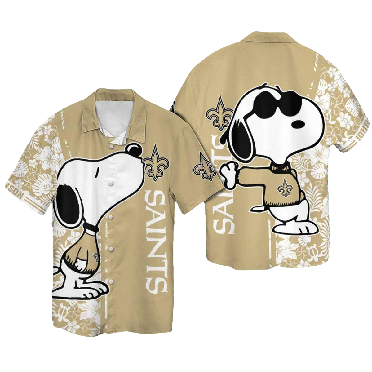 Personalized New Orleans Saints Snoopy Kiss Logo Hawaiian Shirt - Moonbestprint