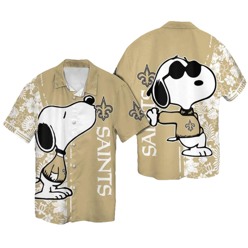 Personalized New Orleans Saints Snoopy Kiss Logo Hawaiian Shirt - Moonbestprint