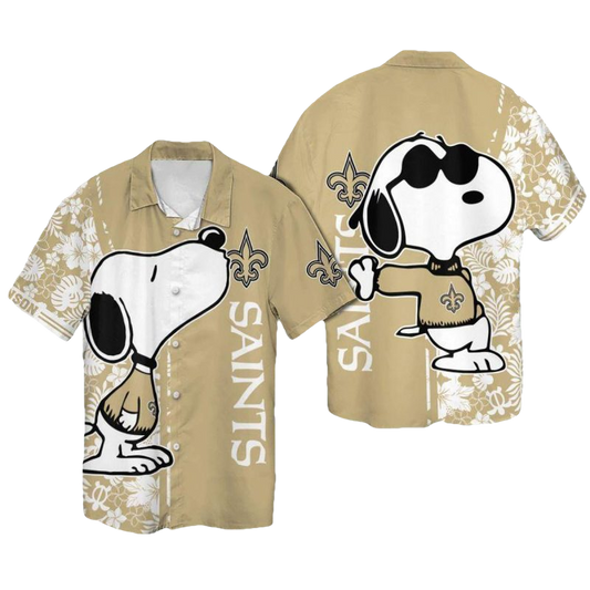 Personalized New Orleans Saints Snoopy Kiss Logo Hawaiian Shirt - Moonbestprint