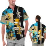 Personalized New Orleans Saints Simpsons Surfing Funny Hawaiian Shirt - Moonbestprint