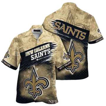 Personalized New Orleans Saints Metal Pattern Hawaiian Shirt - Moonbestprint