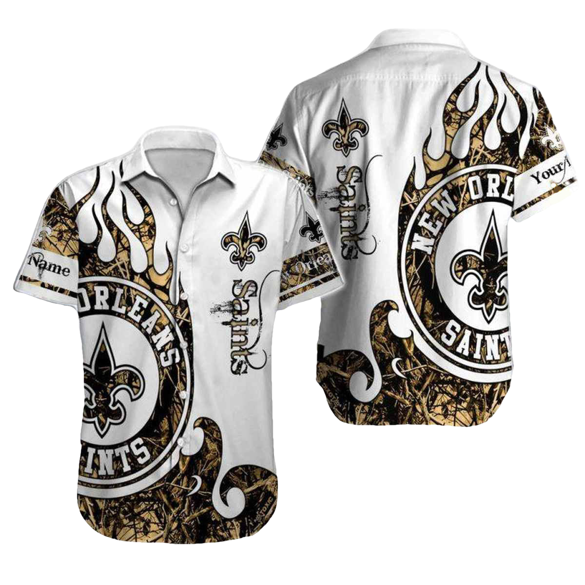 Personalized New Orleans Saints Realtree Hunting Hawaiian Shirt - Moonbestprint