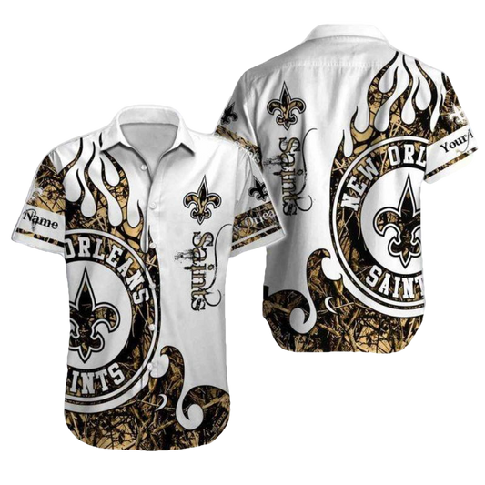 Personalized New Orleans Saints Realtree Hunting Hawaiian Shirt - Moonbestprint