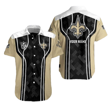 Personalized New Orleans Saints Logo In My Heart Black And Gold Hawaiian Shirt - Moonbestprint