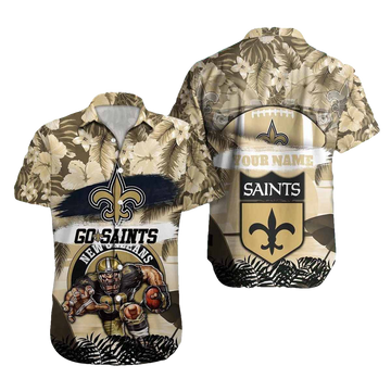 Personalized New Orleans Saints Logo And Mascot Hawaiian Shirt - Moonbestprint