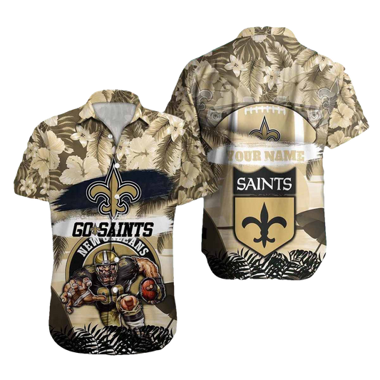 Personalized New Orleans Saints Logo And Mascot Hawaiian Shirt - Moonbestprint