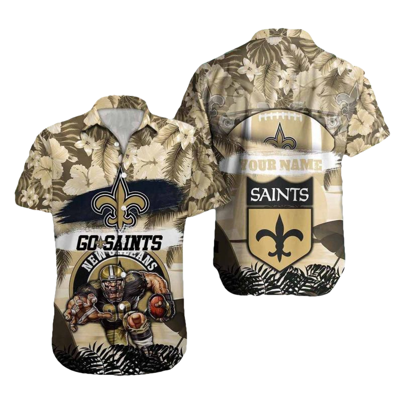 Personalized New Orleans Saints Logo And Mascot Hawaiian Shirt - Moonbestprint