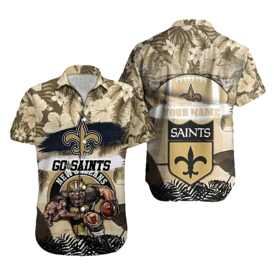 Personalized New Orleans Saints Logo And Mascot Hawaiian Shirt - Moonbestprint