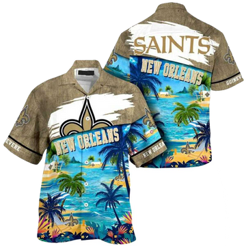 Personalized New Orleans Saints Logo And Beach Hawaiian Shirt - Moonbestprint