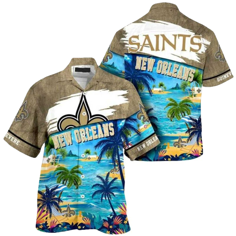 Personalized New Orleans Saints Logo And Beach Hawaiian Shirt - Moonbestprint