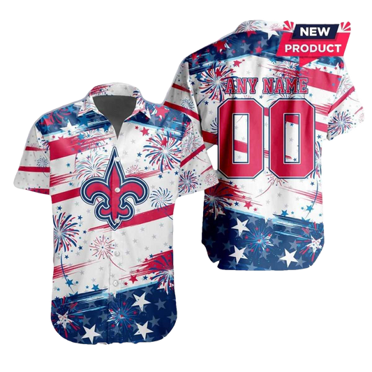 Personalized New Orleans Saints Independence Day 4th Of July Hawaiian Shirt - Moonbestprint