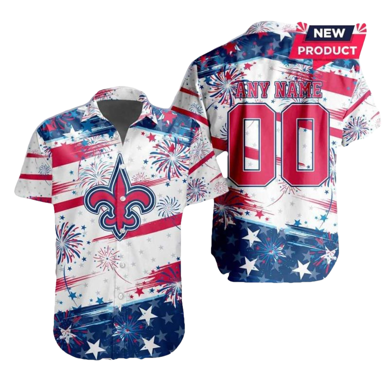 Personalized New Orleans Saints Independence Day 4th Of July Hawaiian Shirt - Moonbestprint