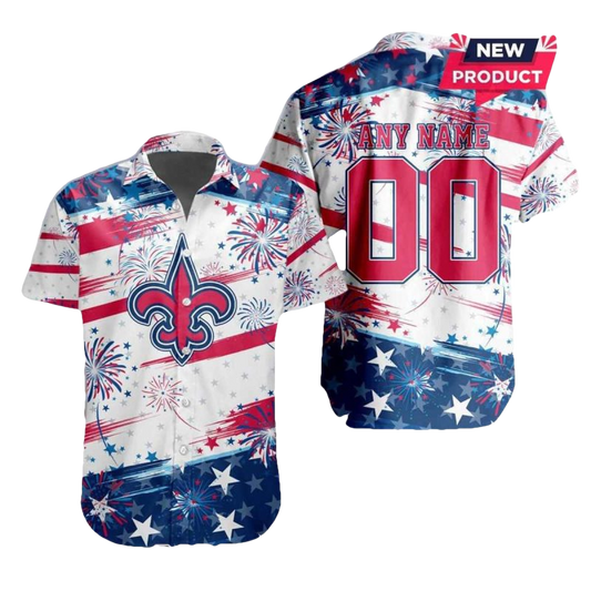 Personalized New Orleans Saints Independence Day 4th Of July Hawaiian Shirt - Moonbestprint
